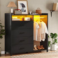 Black 4 Drawer Dresser with Clothing Rack Q18644