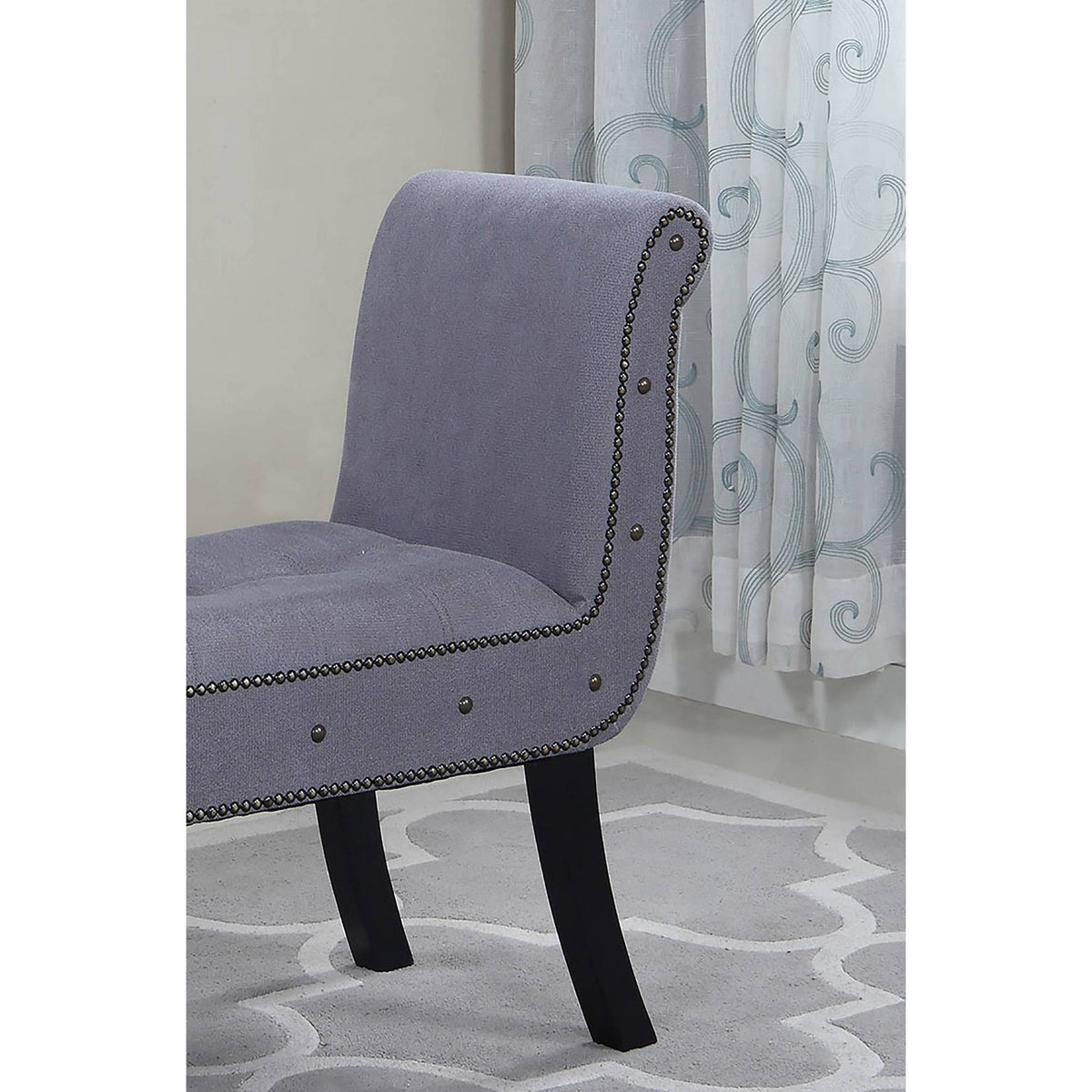 Gray Nail Head Stud Arm Roll Bench H522