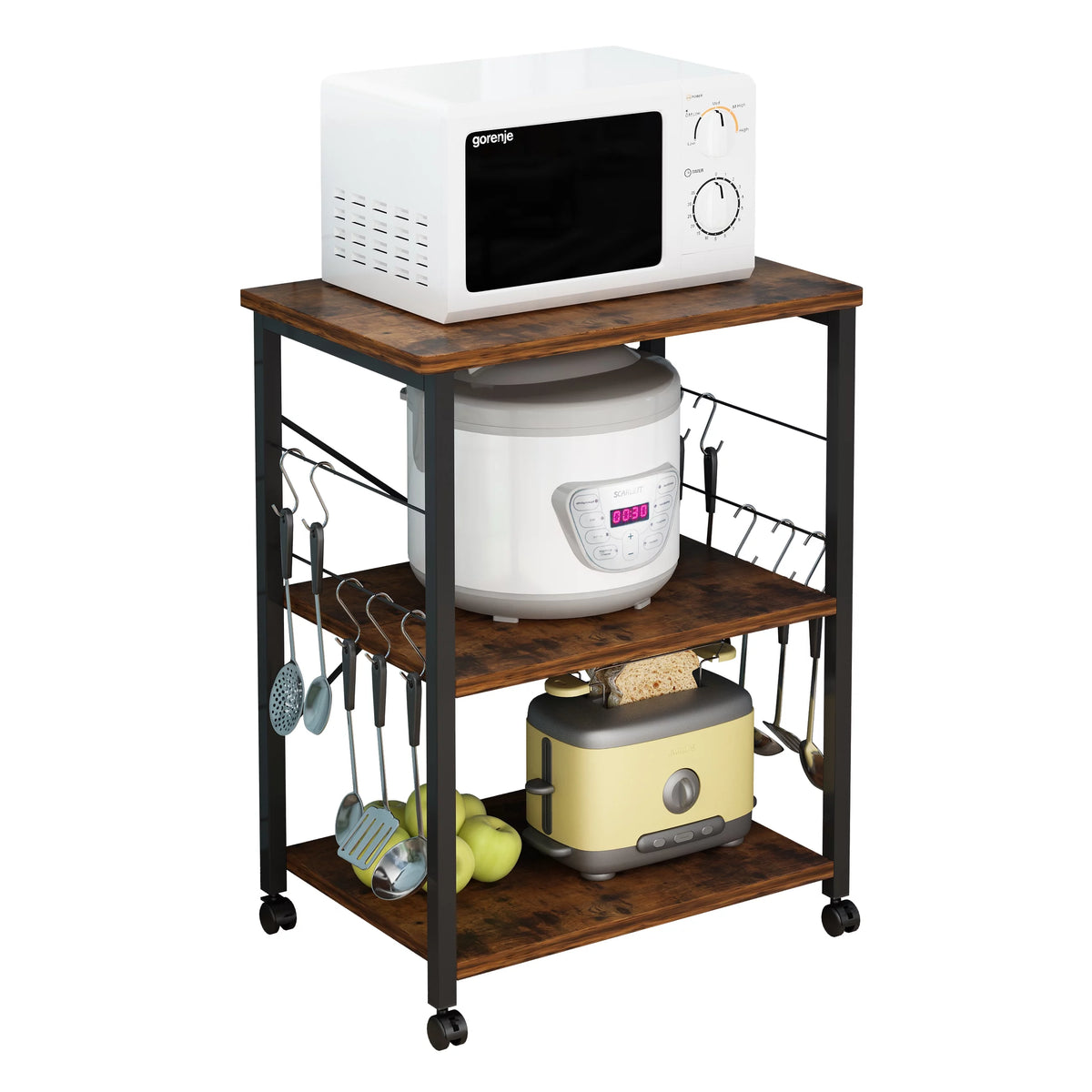 3-Tier Rolling Kitchen Cart with Metal Frame H23912