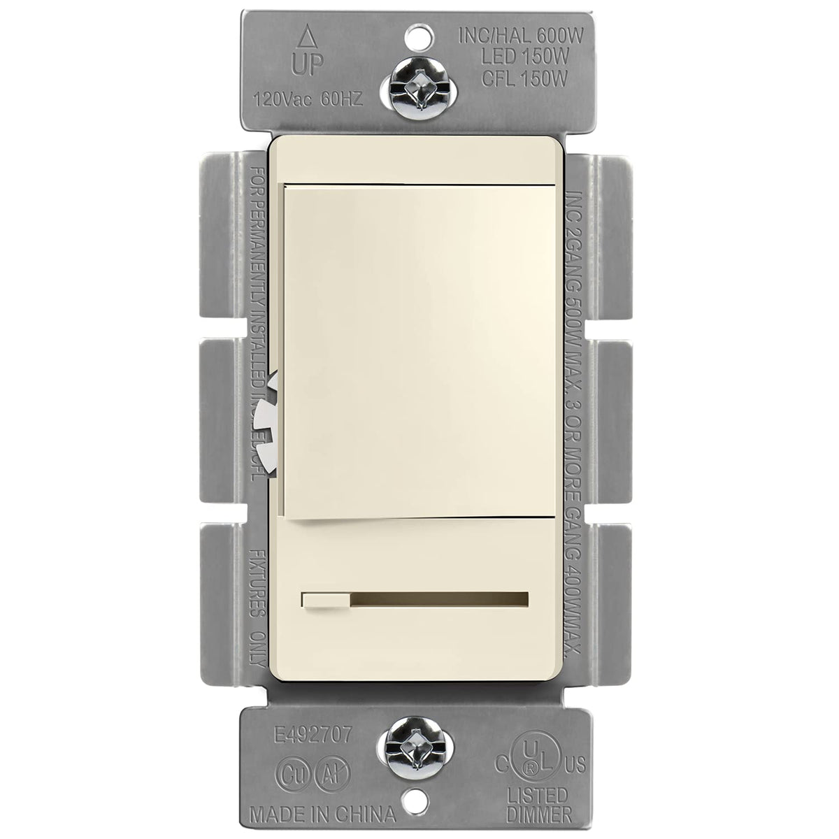 Slide Dimmer Switch with Wall Plate, Single Pole or 3 Way, 150W LED, 6 Pack Z742