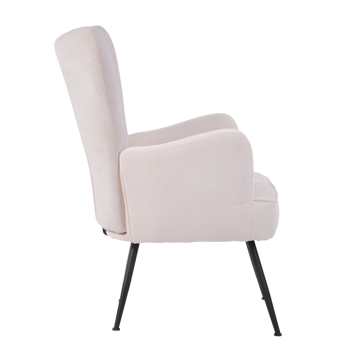 White Upholstered Fabric Accent Chair with Wooden Legs W51180