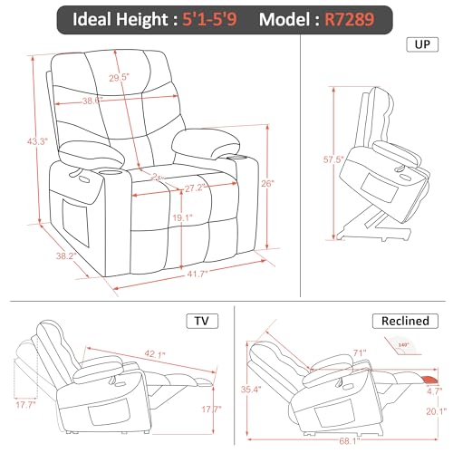 Power Lift Recliner Chair with Extended Footrest Faux Leather L494