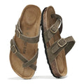 Genuine Leather Womens Sandals with Cork Footbed C6756