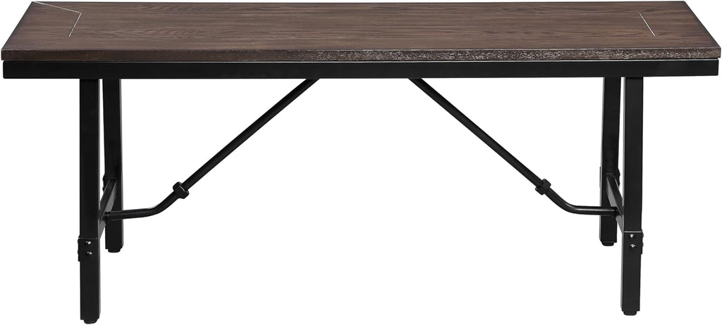 Oak and Black Rectangle Bench S8379
