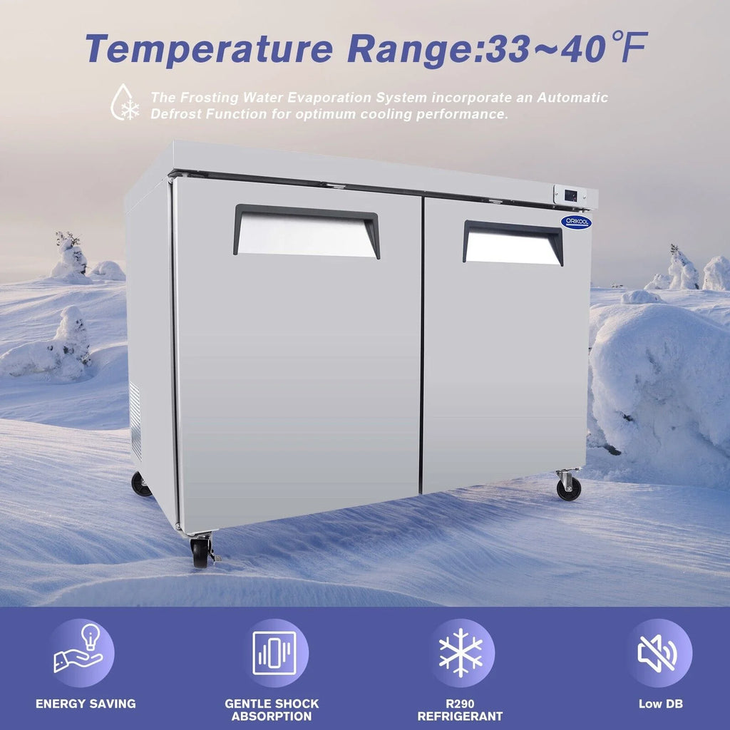 48" Undercounter Worktop Refrigerator Prep Table 14 Cu.Ft 2 Door L744070