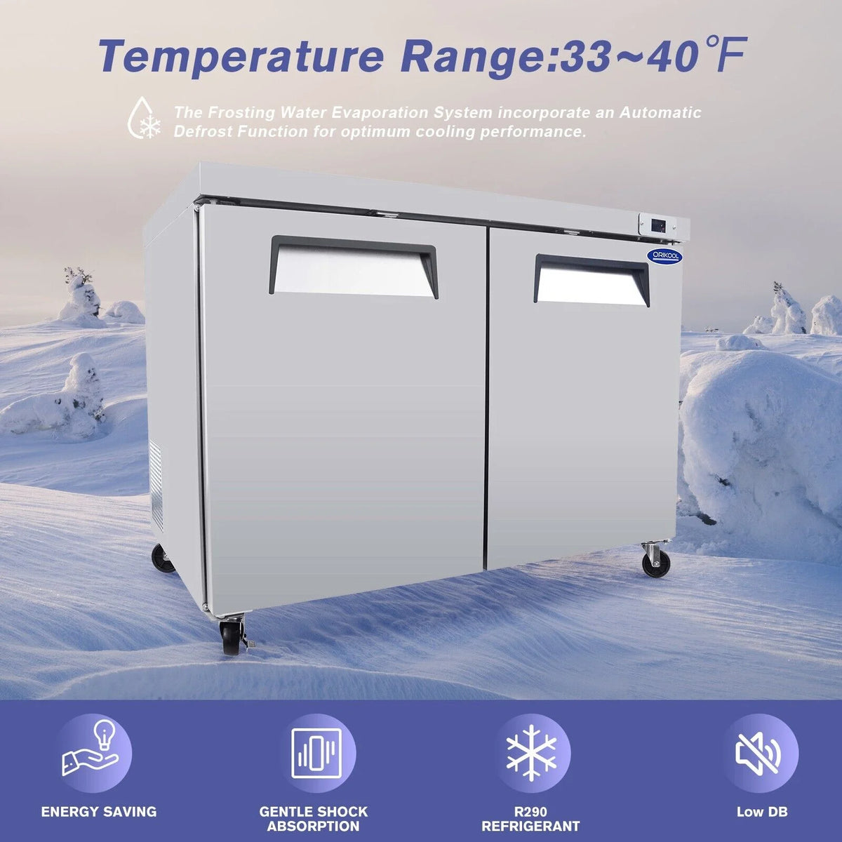 48" Undercounter Worktop Refrigerator Prep Table 14 Cu.Ft 2 Door L744070