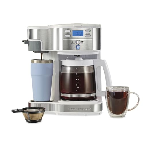 12 Cup Programmable Drip Coffee Maker & Single Serve Machine, Glass Carafe, White E6714