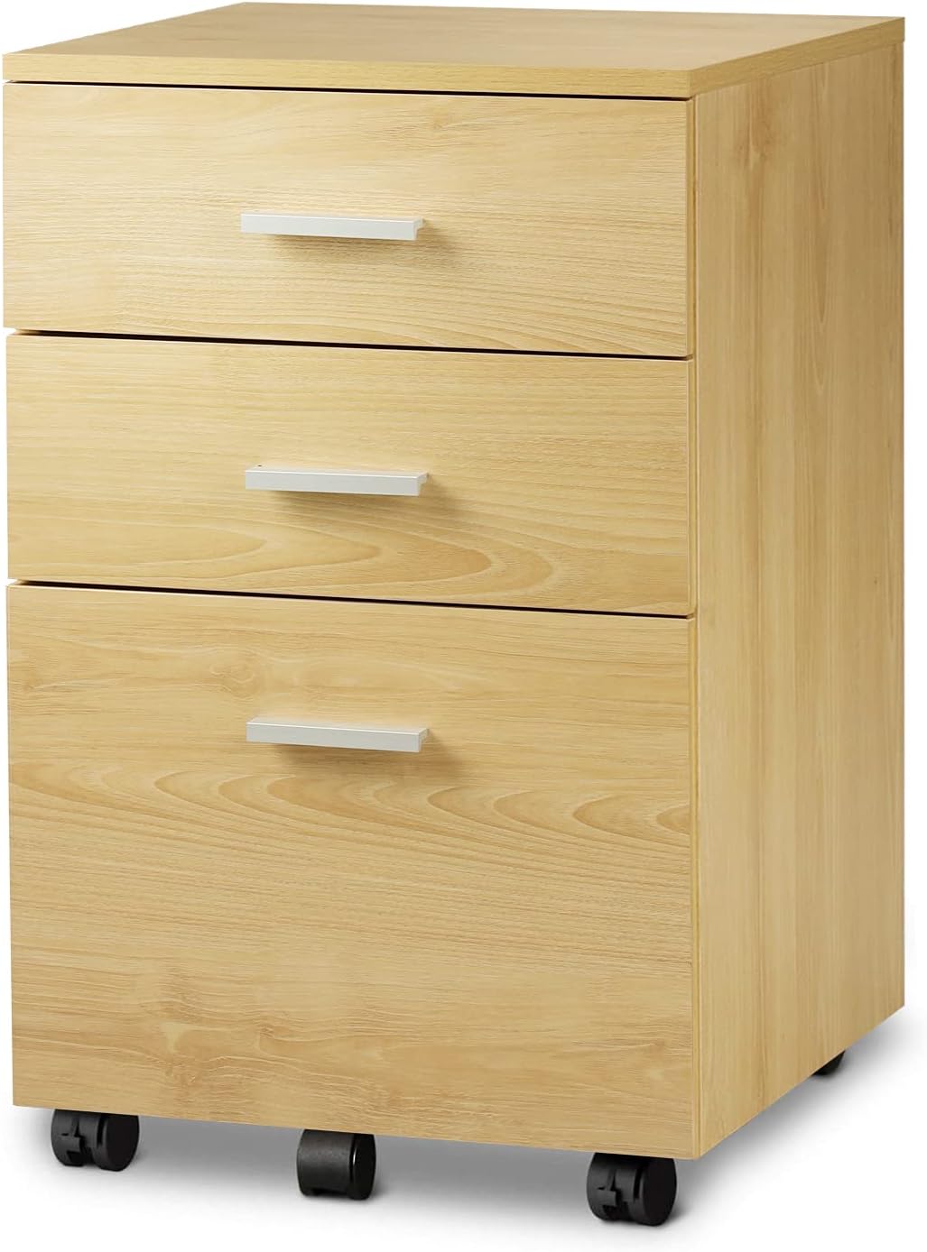 Black 3 Drawer Wood Mobile File Cabinet E3764