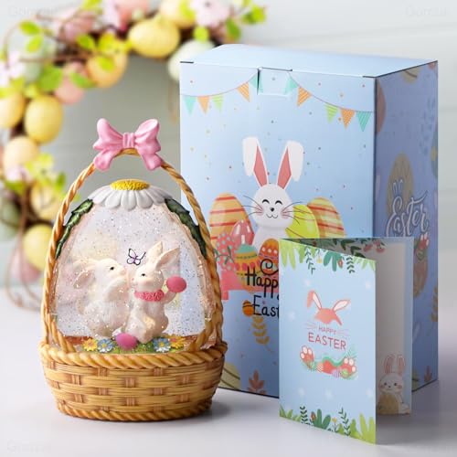 Easter Snow Globe Lantern with Timer Swirling Glitter K94098