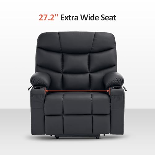 Power Lift Recliner Chair with Extended Footrest Faux Leather L494