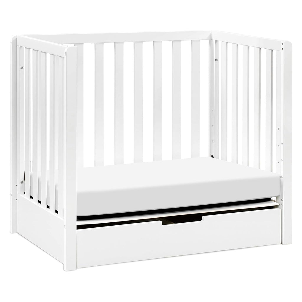 White 4-in-1 Convertible Mini Crib with Trundle Drawer R607310