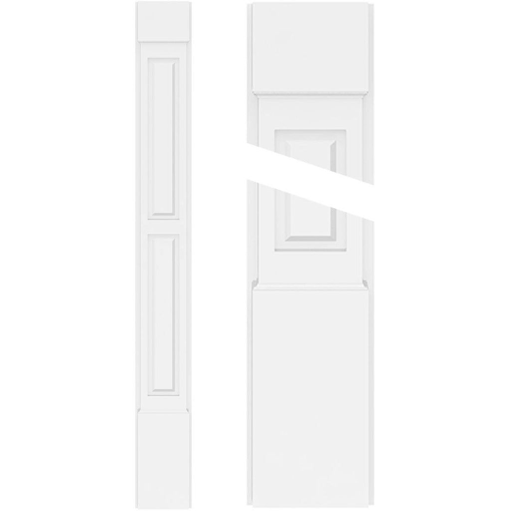 PVC Two Equal Raised Panel Pilaster with Capital and Base (Pair) S913