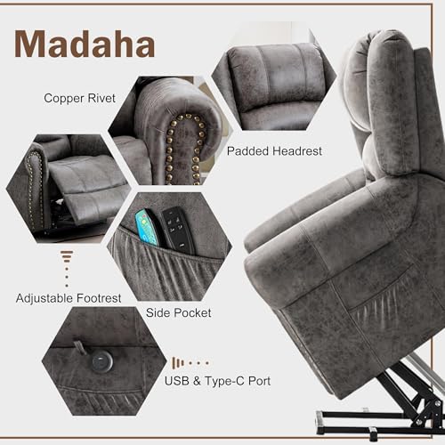Large Dual Motor Power Lift Recliner Chair with Massage and Heat S6557