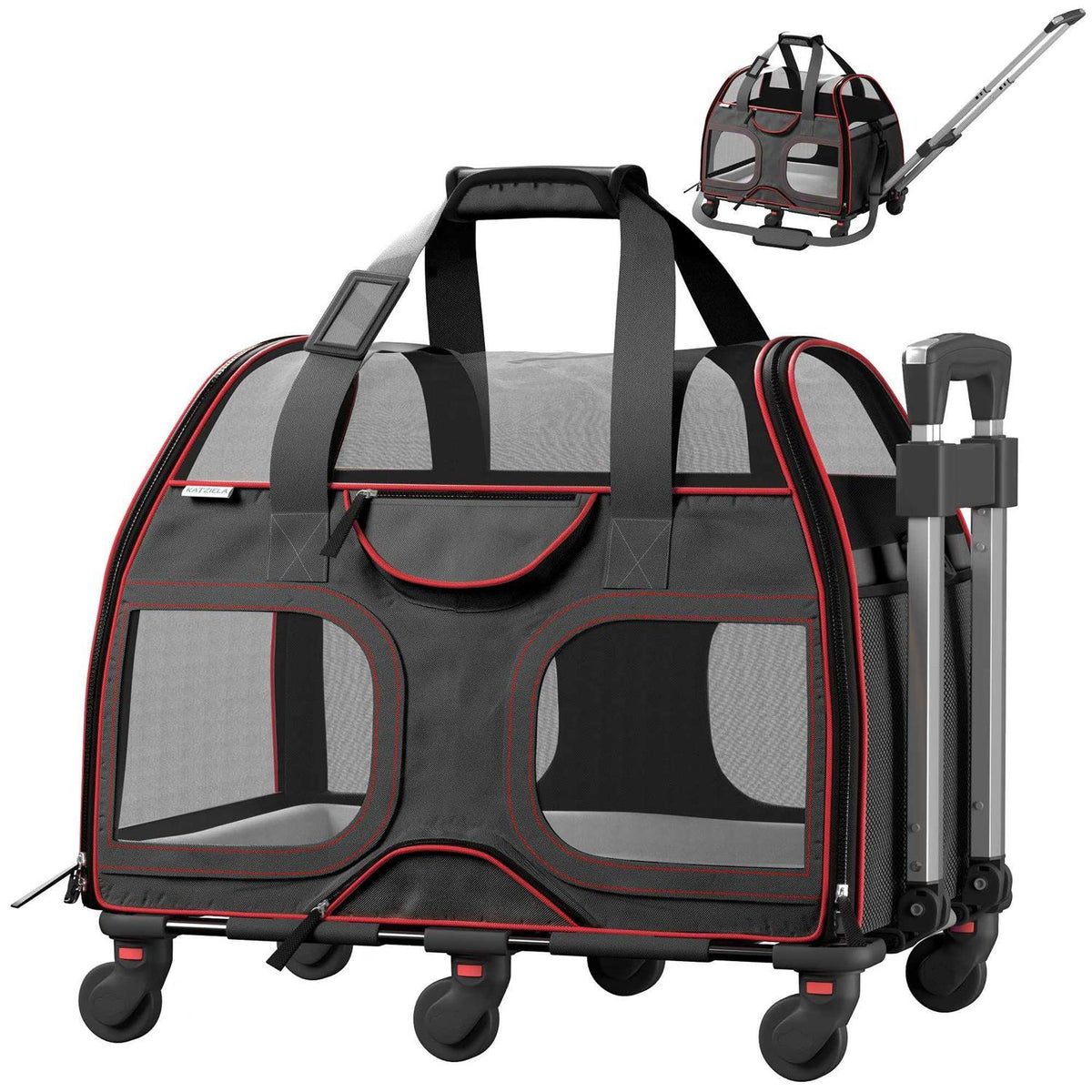 Pet Carrier with Removable Wheels and Double Telescopic Handle H241606