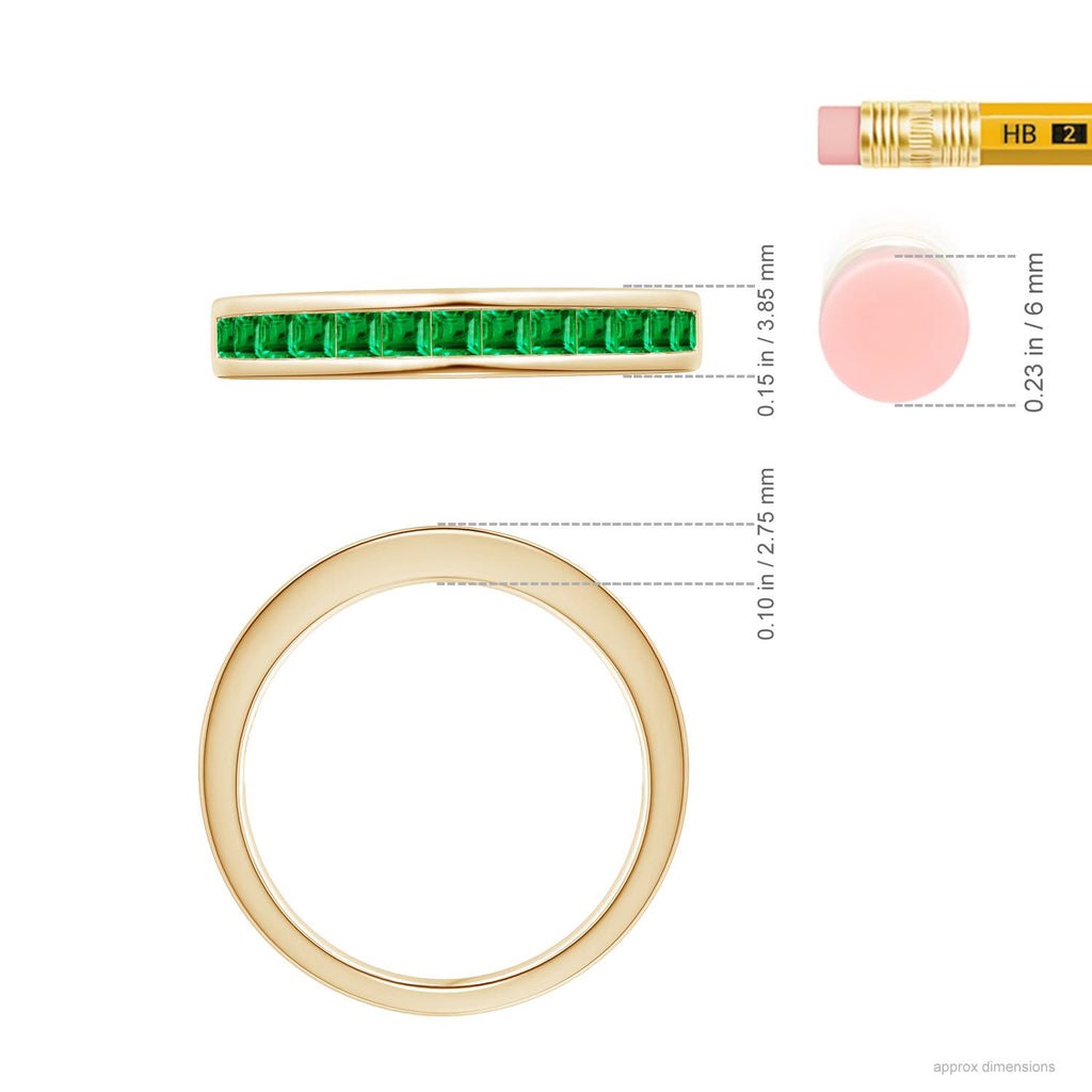 Natural Emerald Ring in 14K Yellow Gold, Size 6, 2mm R394025