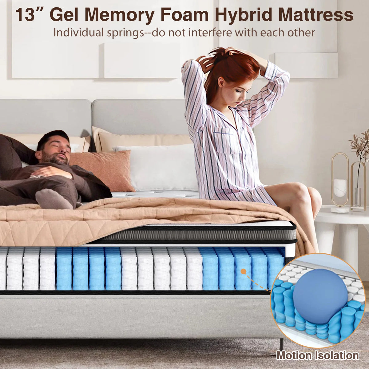 13 Inch Hybrid Innerspring Mattress with Memory Foam C721