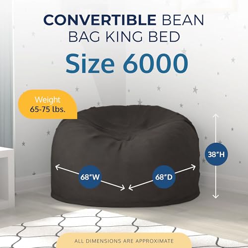 6ft Grey Suede Bean Bag Chair & Footstool P80349
