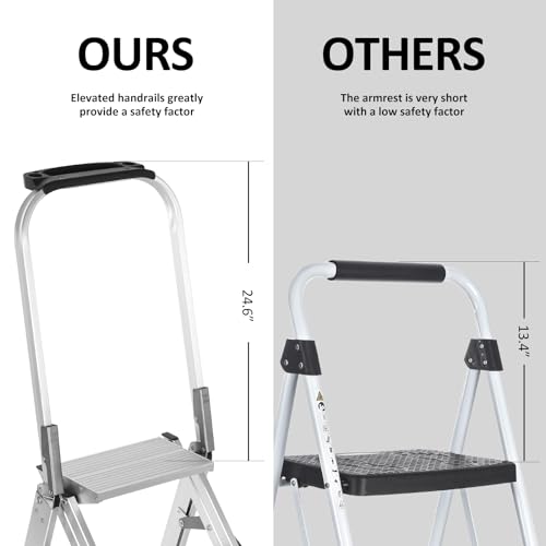 Aluminum Folding 3 Step Stool with Non-Slip Wide Pedal N50560
