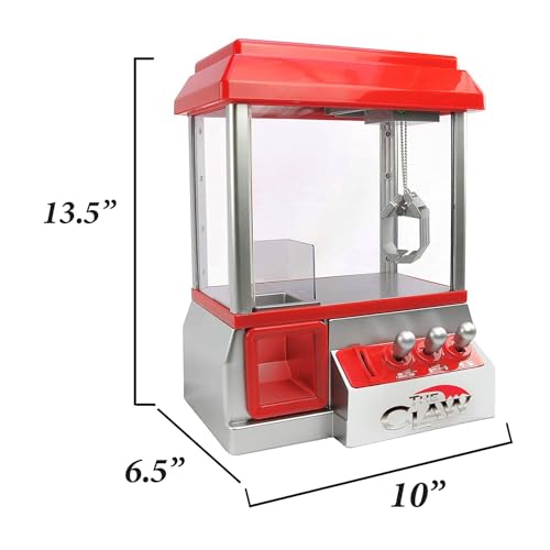 Mini Arcade Claw Machine Game with Lights & Sounds, 14 Inch x 10 Inch, Red K8540