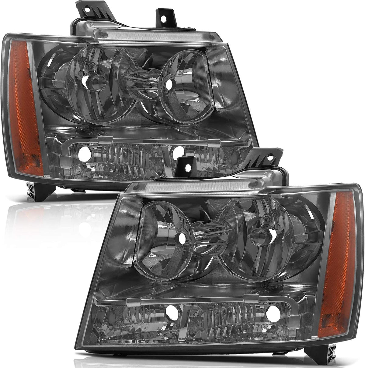 Chrome Housing Amber Reflector Smoke Lens Headlight Assembly Z866392