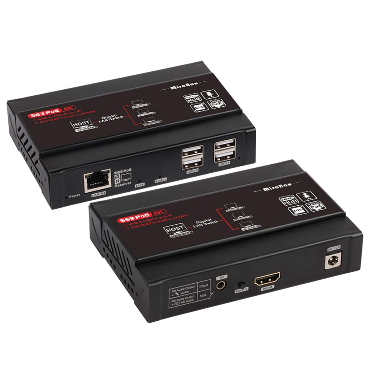 HDMI USB KVM Extender, 80m 1080P@60Hz Over Rj45 Cat5e Cat6, USB2.0 * 2, Transmitter and Receiver X32849