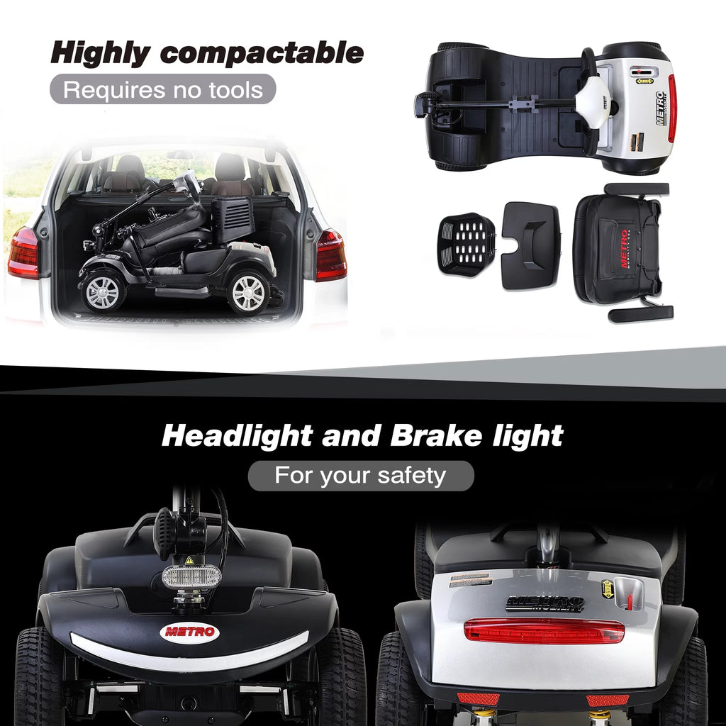 4-Wheel Mobility Scooter with Detachable Basket, Silver O189