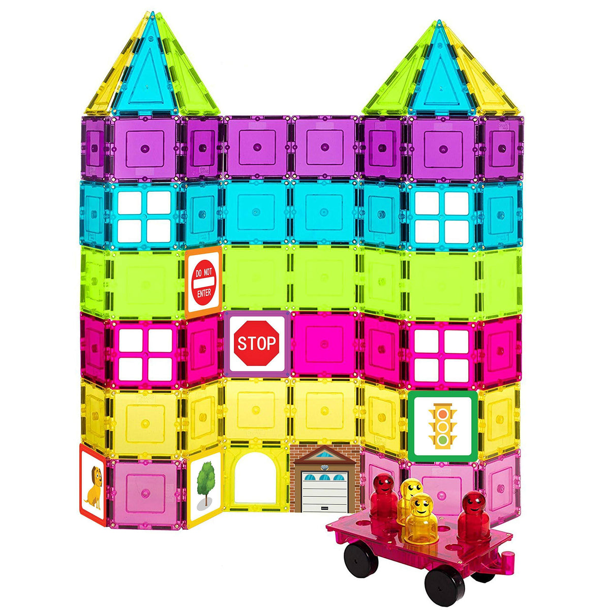 Magnetic Tiles Building Set 104 Pastel Neon Black B489168