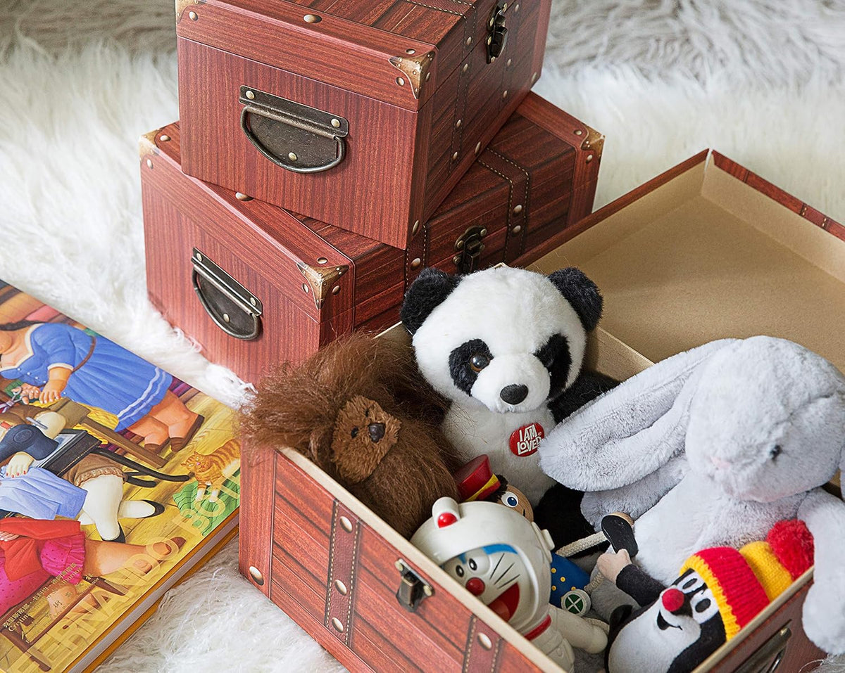 Decorative Cardboard Storage Trunk Set of 3 I5826