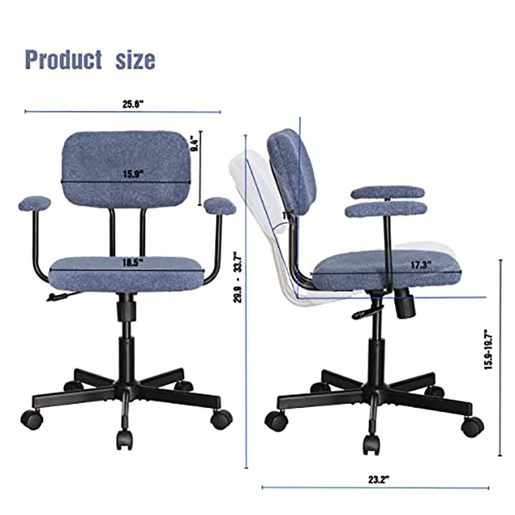 Blue Velvet Office Chair with Armrest E859209