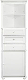 White 3 Drawer Linen Bath Cabinet T791