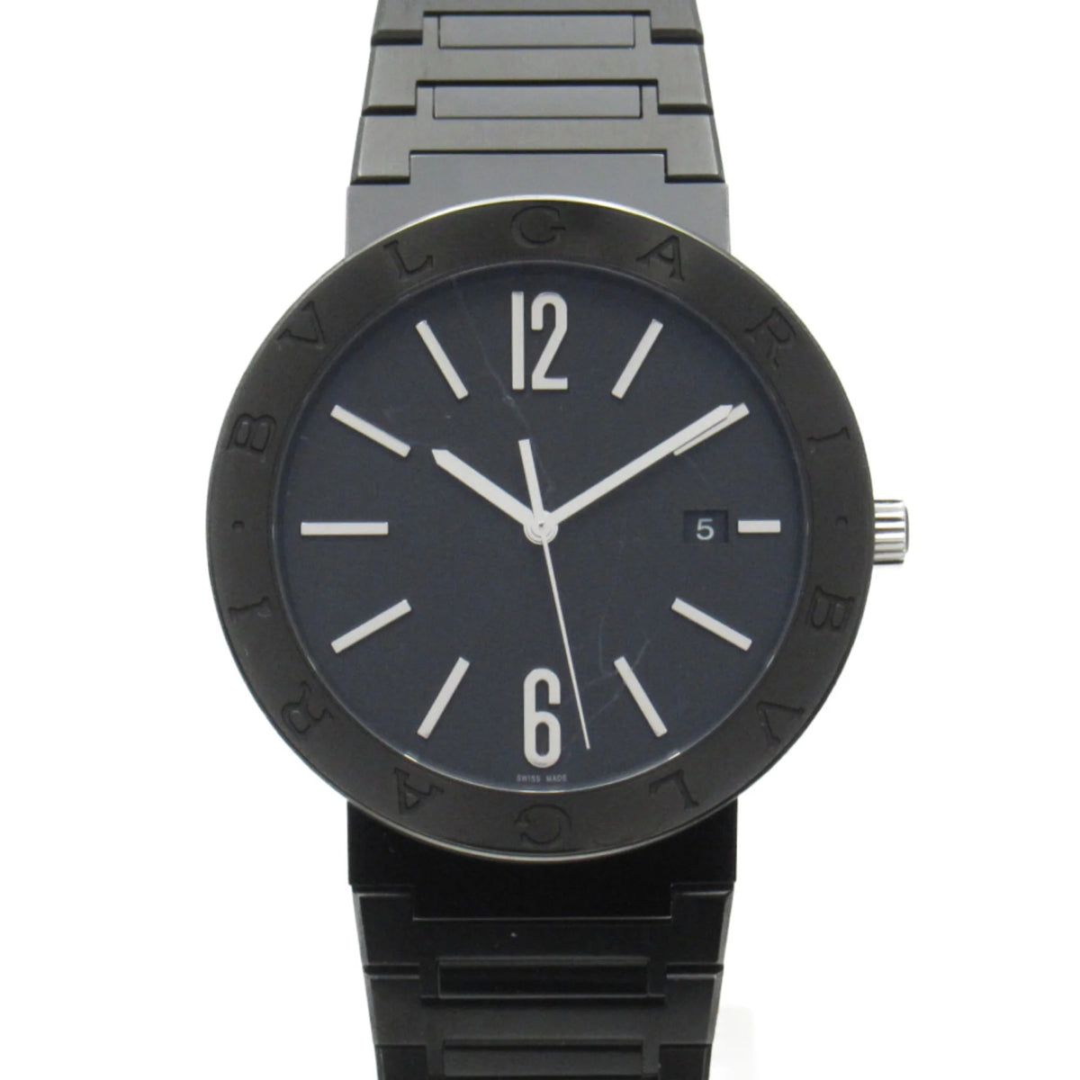 Pre-Owned Black Stainless Steel Mechanical Automatic Wrist Watch W5424
