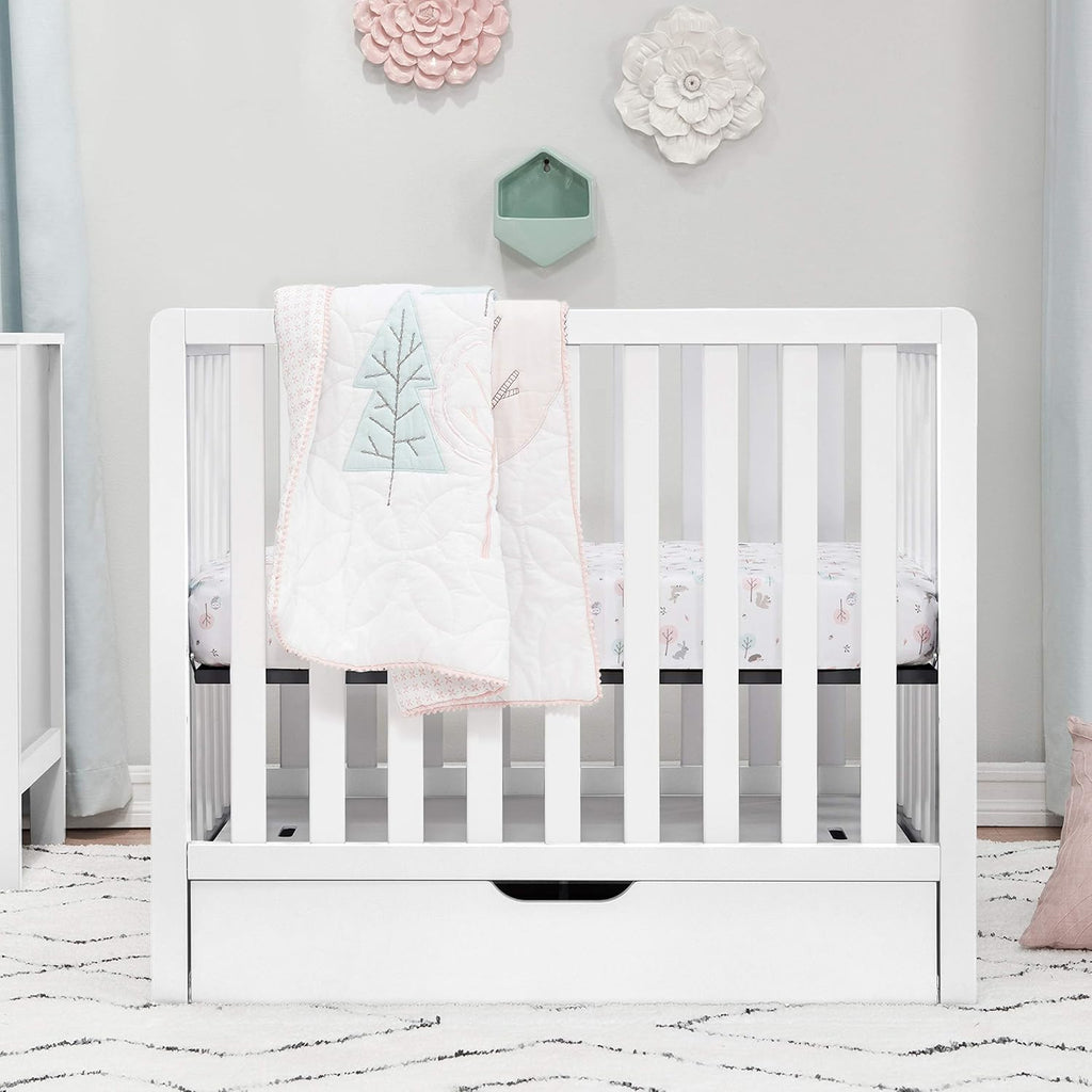 White 4-in-1 Convertible Mini Crib with Trundle Drawer R607310