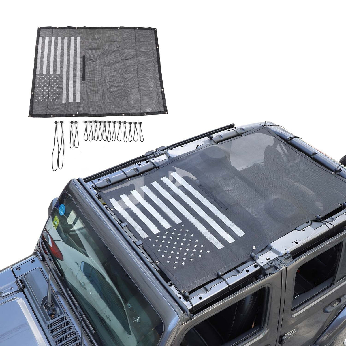 Black Sun Shade Bikini Top for Jeep Wrangler JL JLU 4-Door Q93824