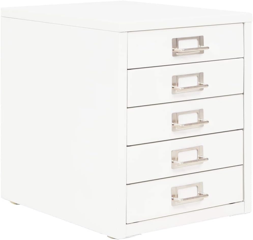 White 5 Drawer Metal Filing Cabinet Pack of 2 B85020