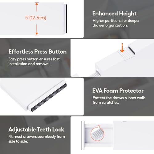 8 Pack 5" High Adjustable Drawer Dividers W7727