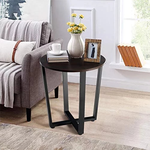 2-Tier Round Metal End Table with Storage Shelf K5061