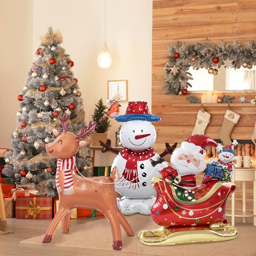 Christmas Party Decorations with Santa Claus, Snowman, & Christmas Tree Balloons U61659