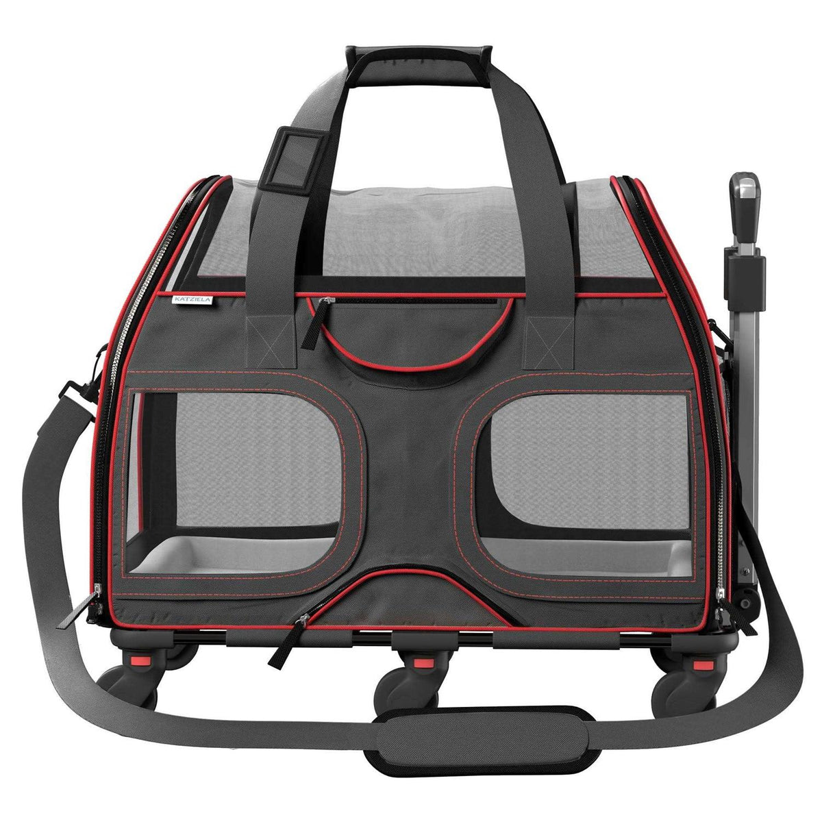 Pet Carrier with Removable Wheels and Double Telescopic Handle H241606