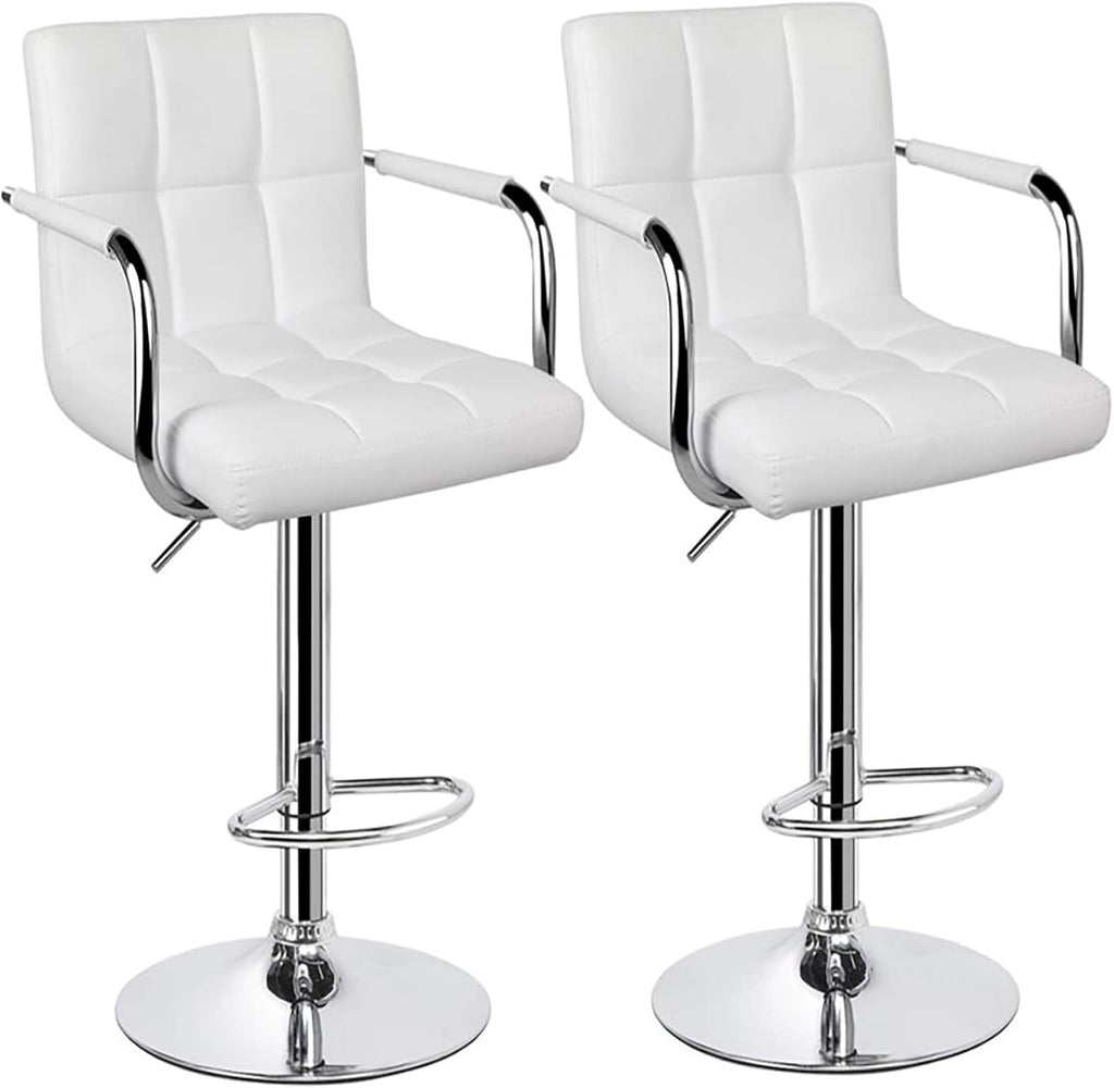 Black Set of 2 Swivel Adjustable Bar Stools with Arms J358613