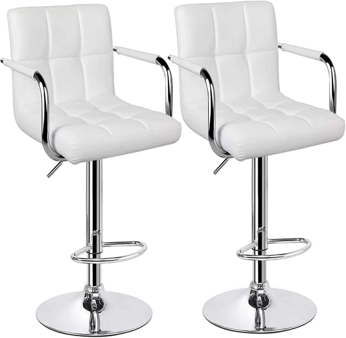 Black Set of 2 Swivel Adjustable Bar Stools with Arms J358613
