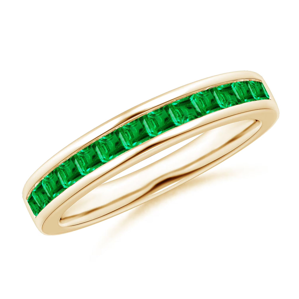 Natural Emerald Ring in 14K Yellow Gold, Size 6, 2mm R394025