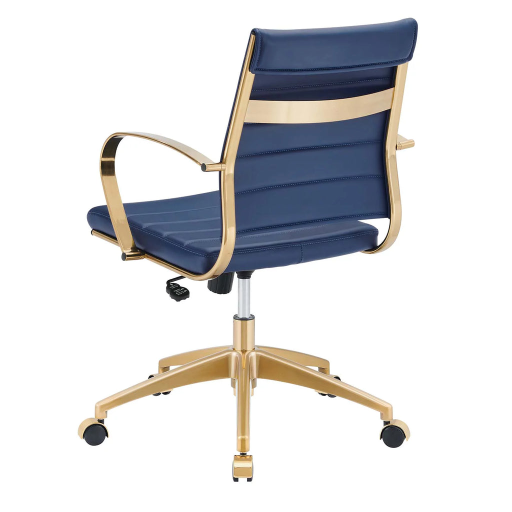 Navy Gold Faux Vinyl Leather Office Chair Z9590