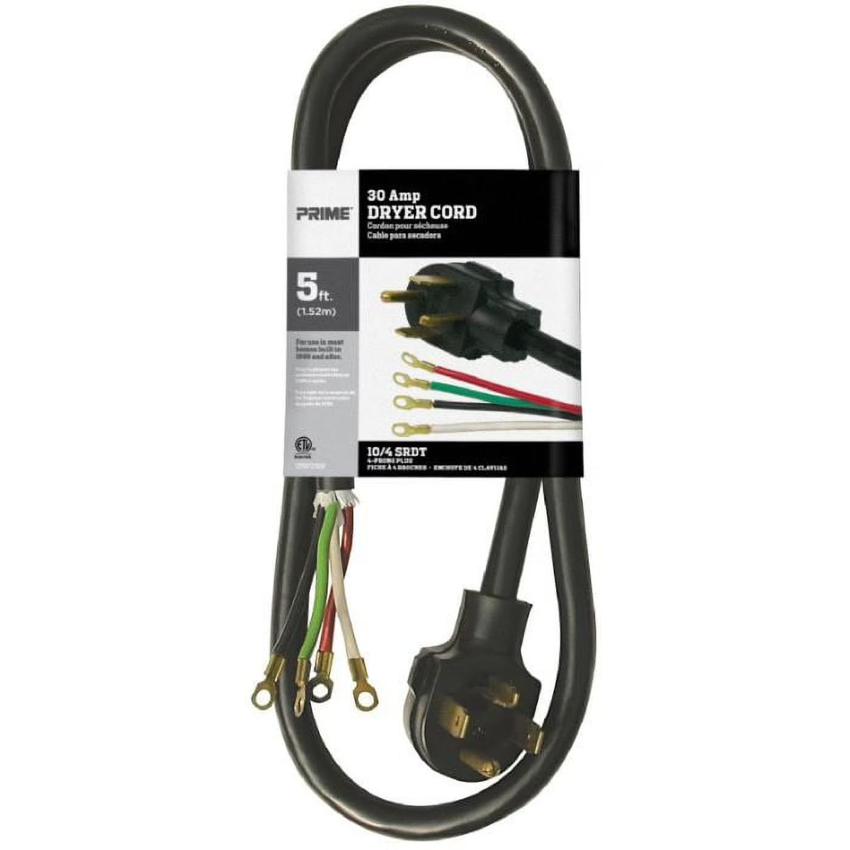 5 Pack 4-Wire Dryer Cord E258