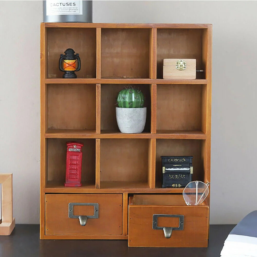 2 Drawer Wooden Storage Shelf Q504