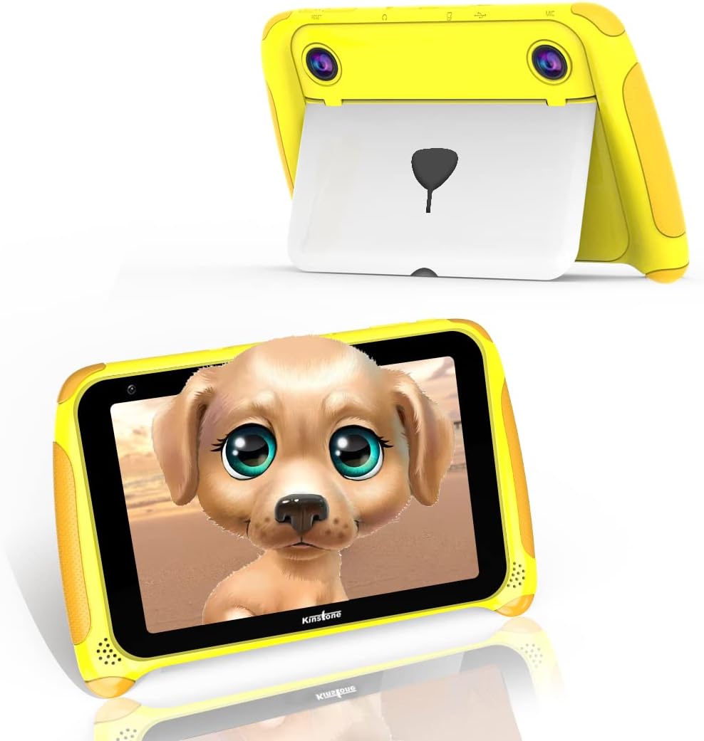 Yellow 7 inch Kids Tablet Android 11 Quad Core 2GB RAM 32GB Dual Camera WiFi Bluetooth 4.2 Pack of 2 N410