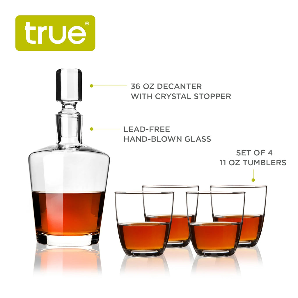 Liquor Decanter & Tumbler Set Crystal Glass 4 11 Oz 1 36 Oz R5982