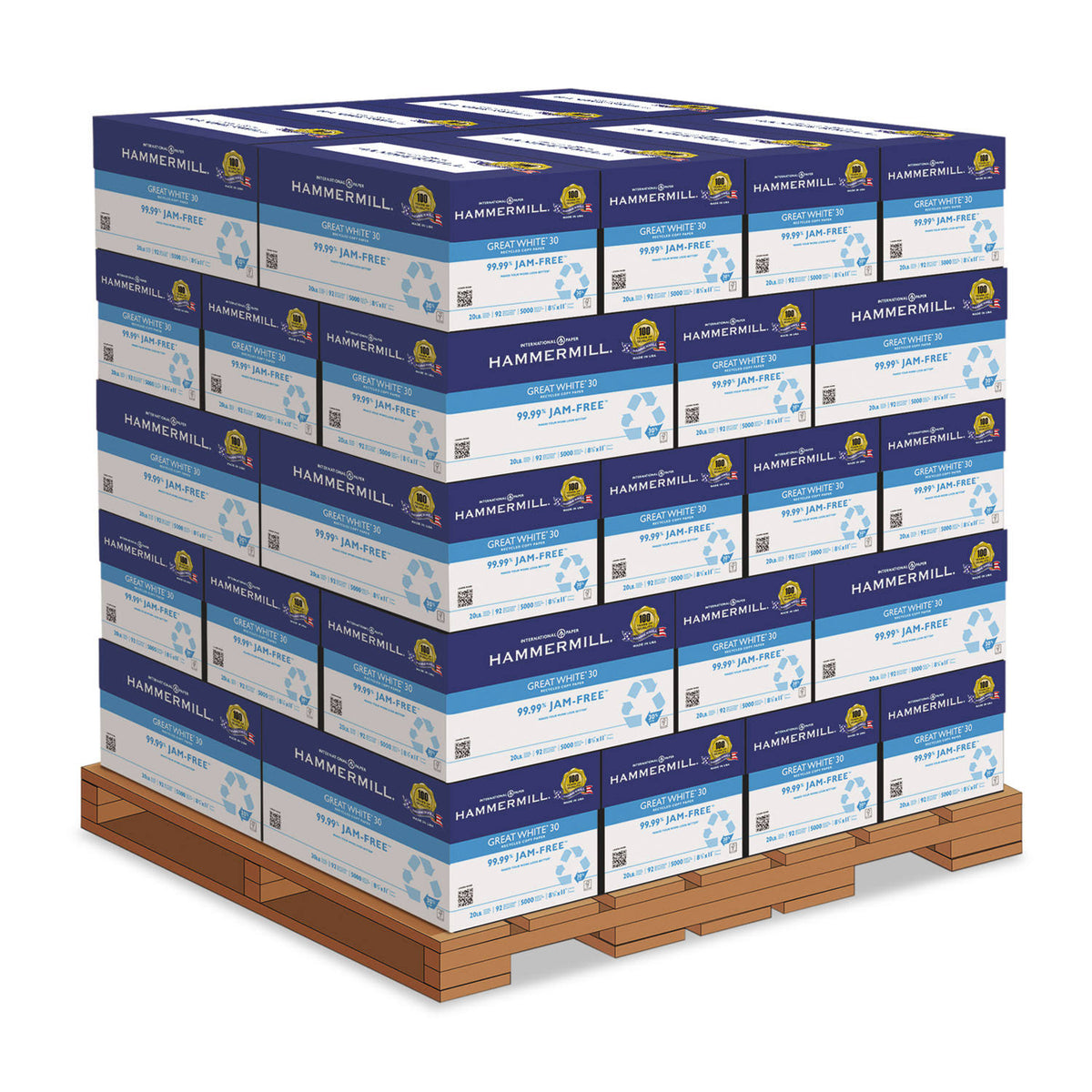 White 30 Recycled Print Paper, 92 Bright, 20lb, 8.5 x 11, 500 Sheets/Ream, 10 Reams/Carton X88337