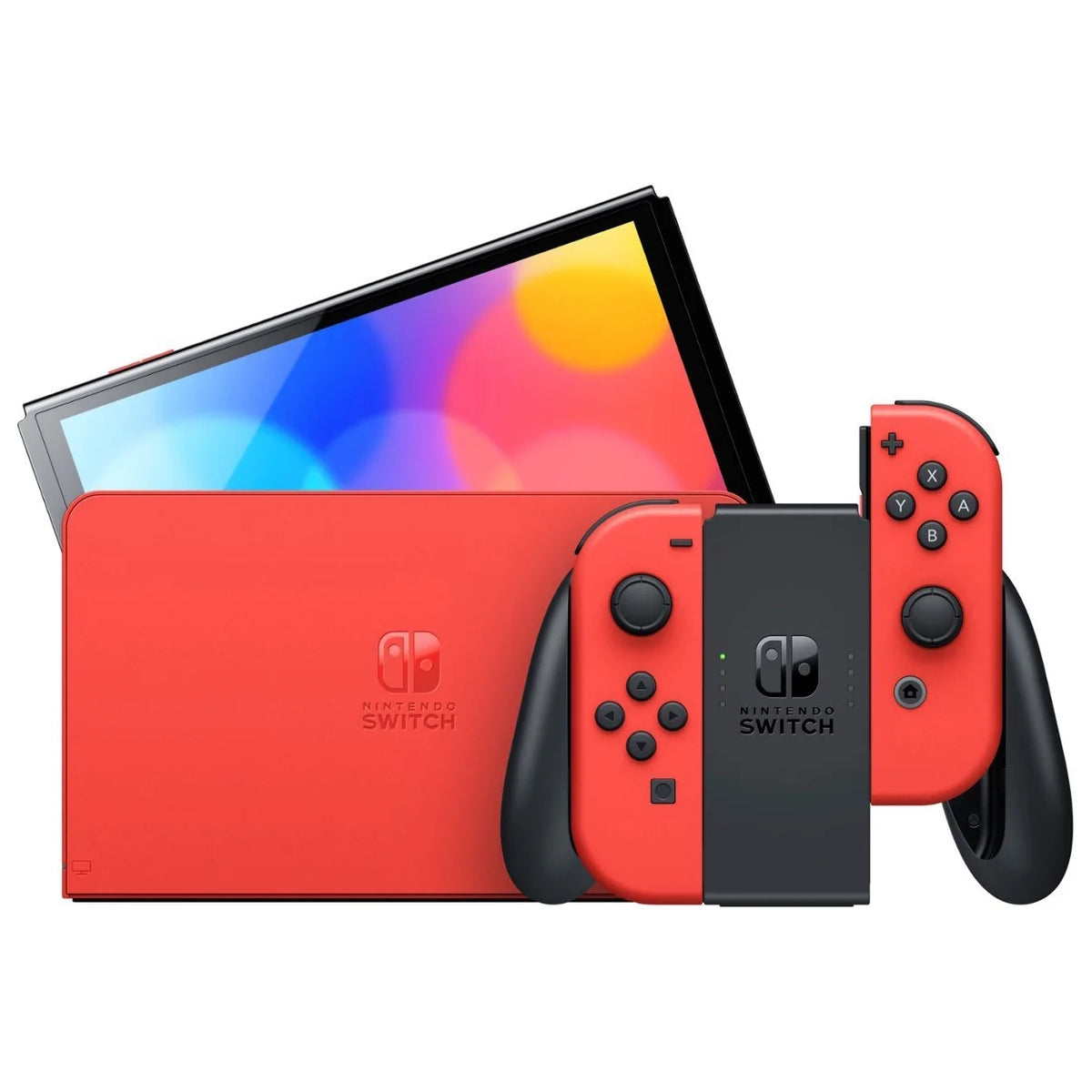 OLED Mario Red Edition Nintendo Switch with Mario Kart 8 Deluxe and Screen Cleaning Cloth Bundle X38770