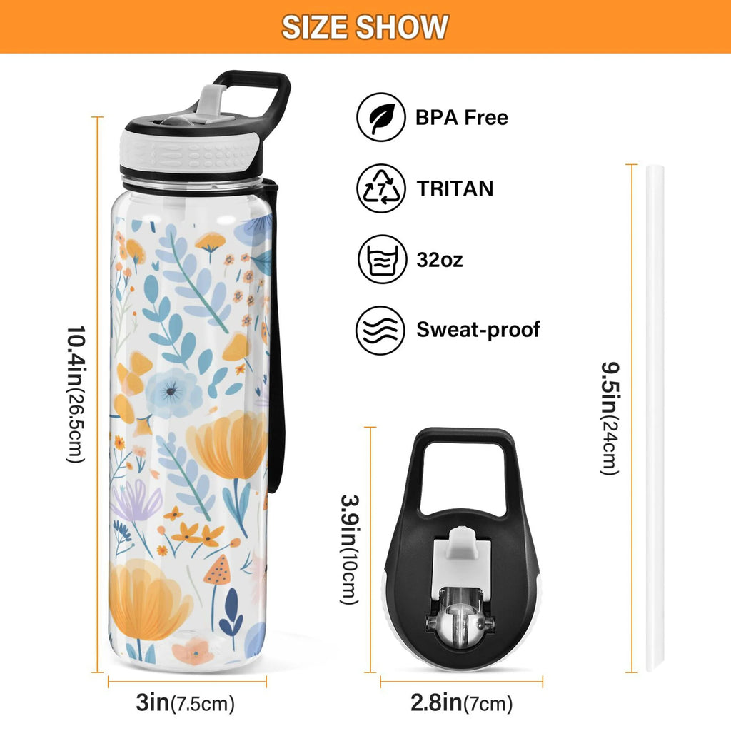 32oz Tritan Water Bottles with Straw Leakproof BPA Free Clear E35223