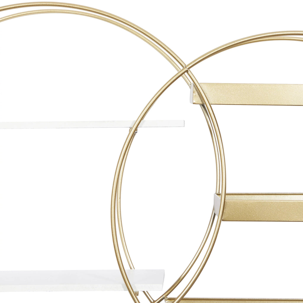 34"W 20"H MDF and Metal Contemporary Wall Shelf, Gold, 1-Piece B128452
